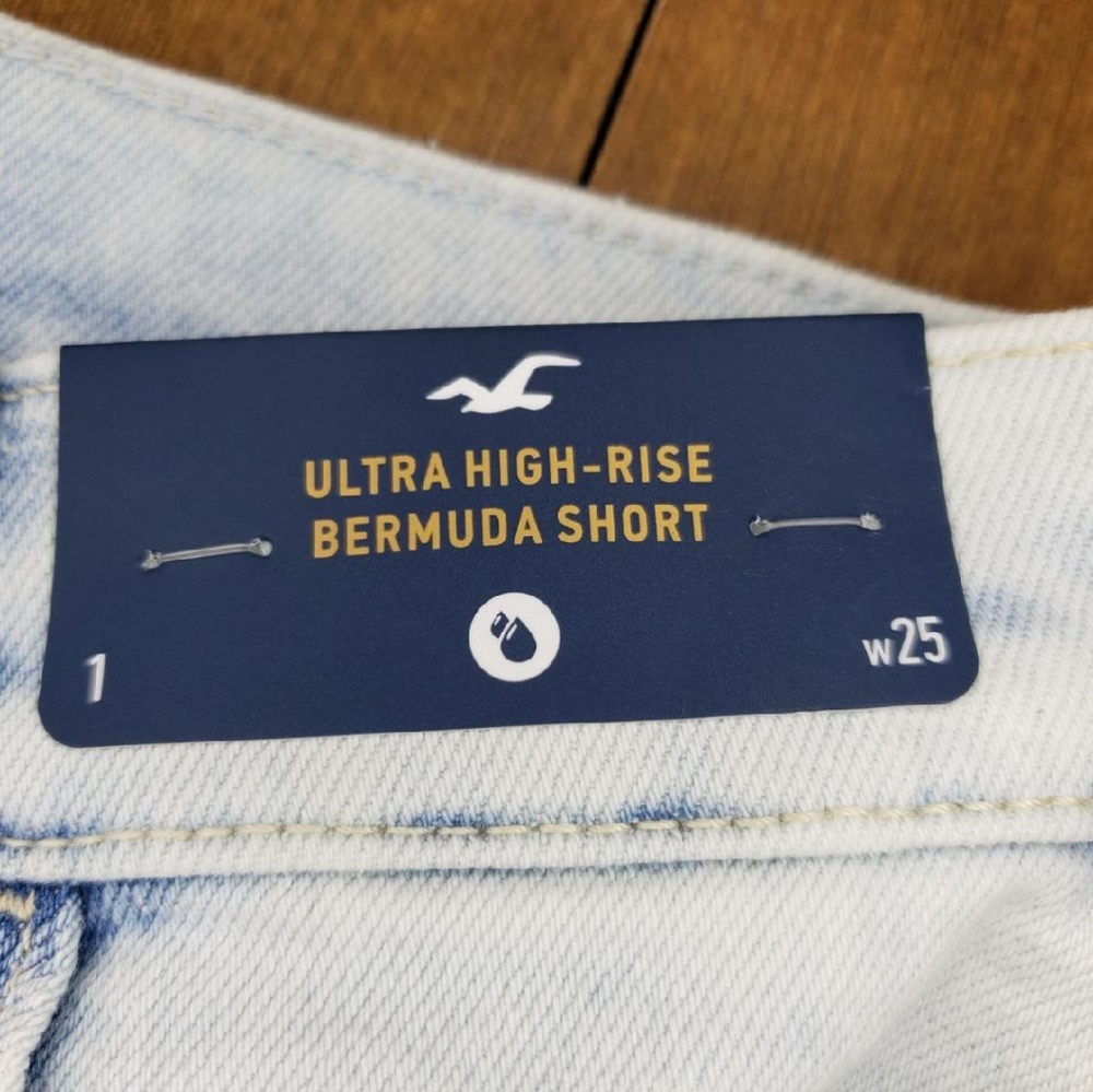NWT Hollister Ultra DISTRESSED High Rise SHORTS Bermuda Women's W25 Soft Stretch - Picture 14 of 14